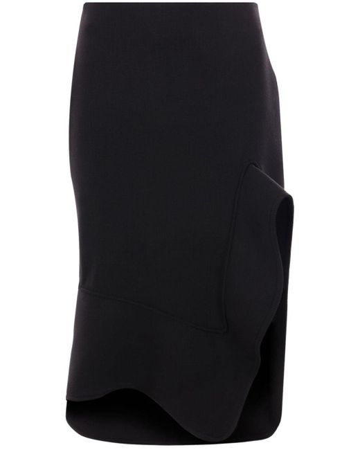 Bottega Veneta Black Structured Asymmetric Midi Skirt