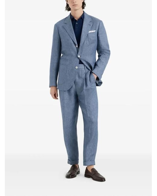 メンズ Brunello Cucinelli リネンスーツ Blue