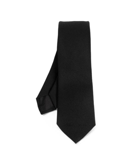 Balenciaga Black Logo-Embroidered Wool Tie for men