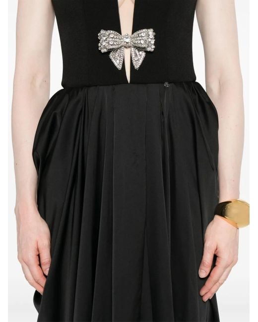 Nissa Black Drapiertes Kleid mit Schleifendetail
