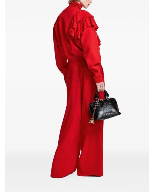 Essentiel Antwerp Red Kelsea Pleated Wide-Leg Trousers