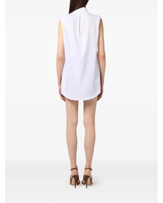 Elisabetta Franchi White Hemdkleid Mit Perforiertem Logo