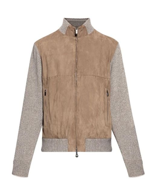 Paul & Shark Natural Suede Wool-Paneled Bomber Jacket for men