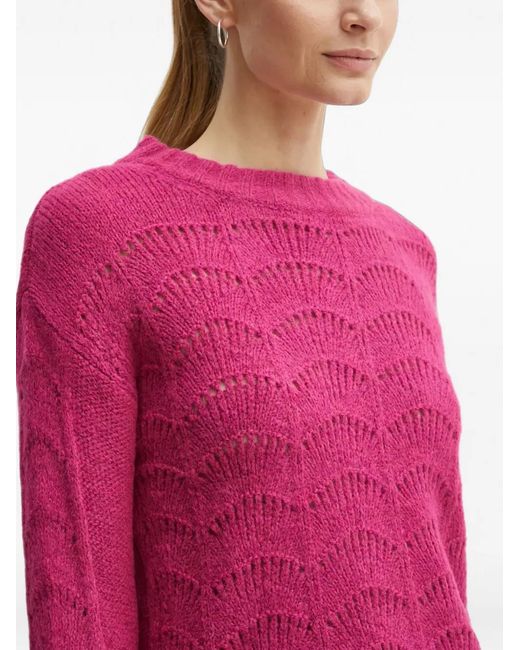 Morgan Pink Mdamon Pointelle-Knit Scalloped Sweater