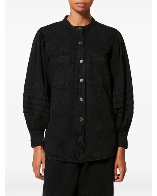 Isabel Marant Black Mileda Patch-Pocket Shirt