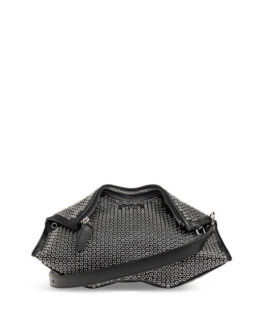 McQueen Black Manta Studded Zip Clutch Bag