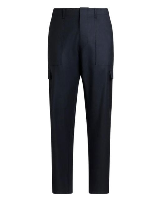 Etro Wollen Regular-Fit Broek Met Cargo Zak in het Blue voor heren