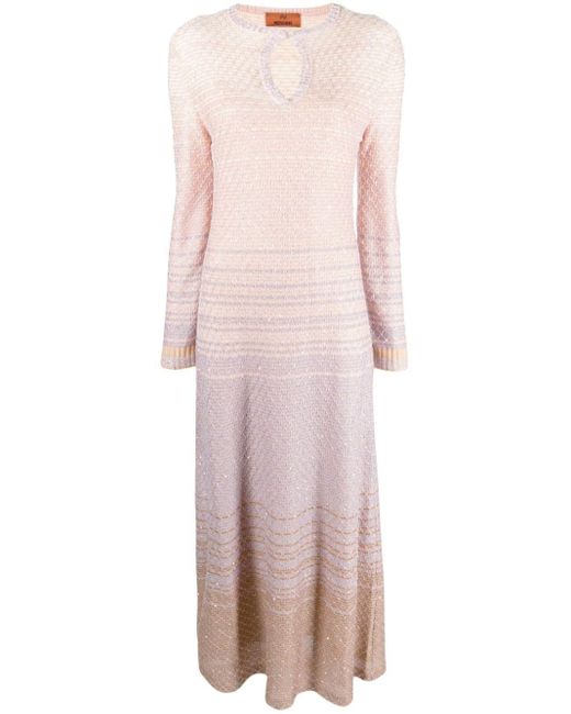 Missoni Gebreide Maxi-jurk Verfraaid Met Pailletten in het Pink