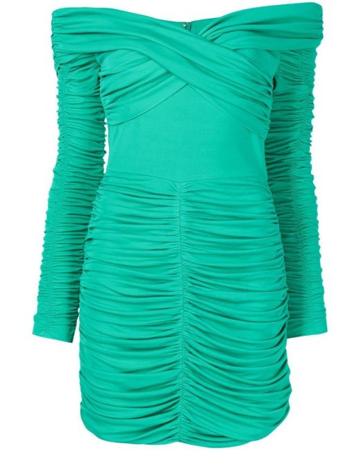 Rebecca Vallance Edie Ruched Off-shoulder Mini Dress in Green | Lyst Canada