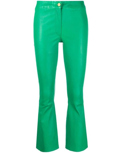 Arma Green Cropped Leather Trousers