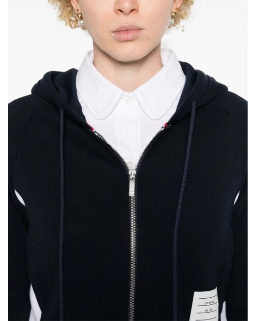 Thom Browne Black Color Block Classic Loopback Zip-Up Hoodie