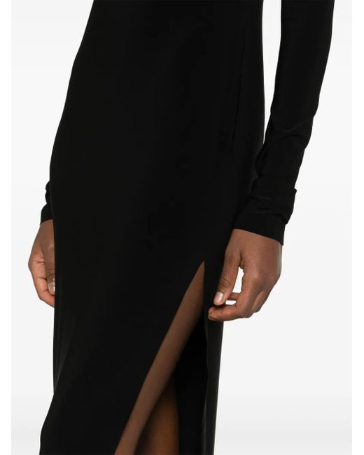 Norma Kamali Black Side Slits Turtleneck Midi Dress