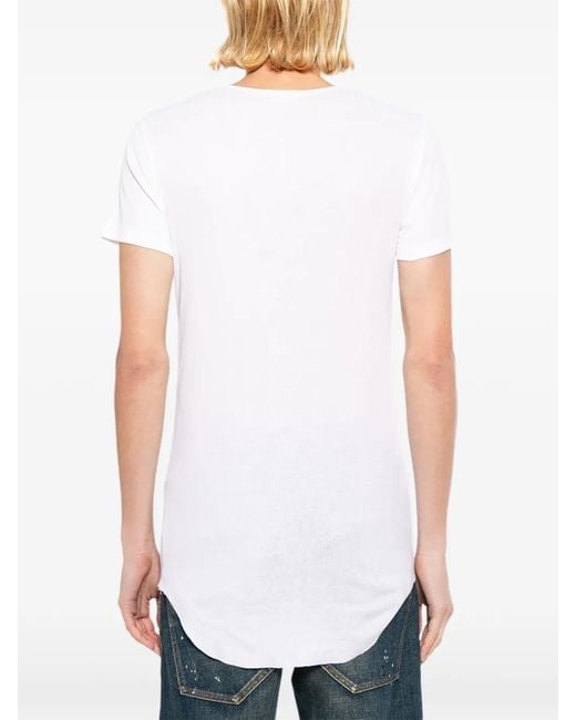 Balmain White Curved-Hem T-Shirt for men