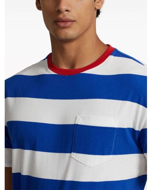 Polo Ralph Lauren Blue Stripe-pattern Cotton T-shirt for men