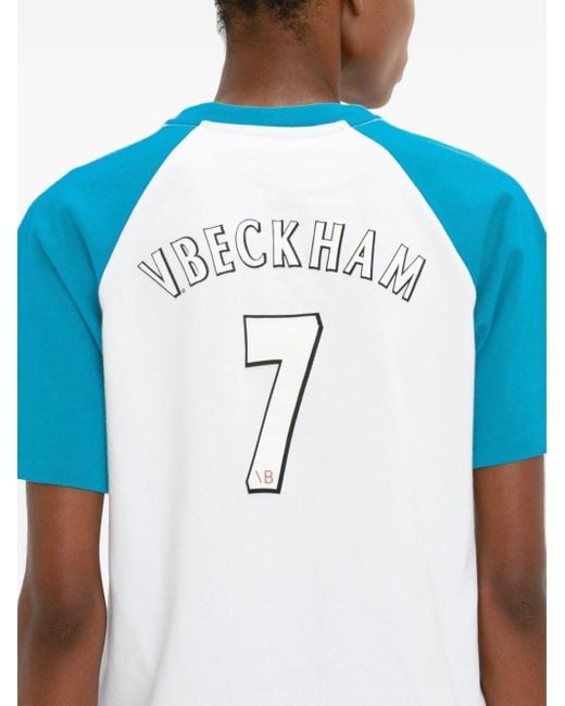 Victoria Beckham Football T-shirt Van Biologisch Katoen in het Blue