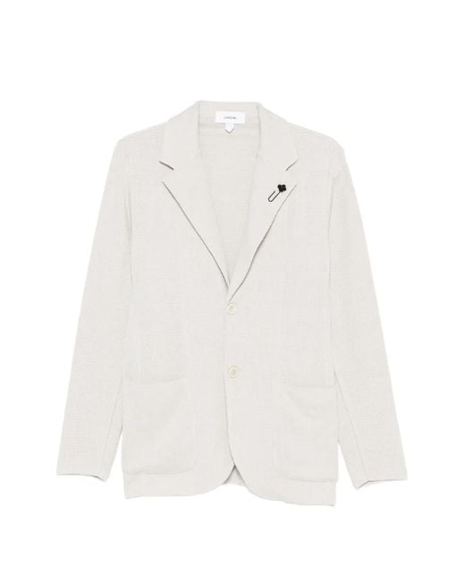 Lardini White Notched Patch Pocket Jacket for men