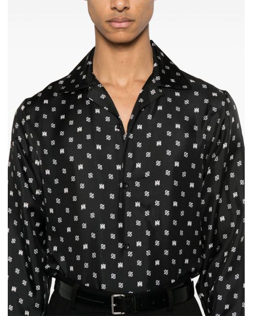 Amiri Zijden Overhemd Met Paisley-print in het Black voor heren