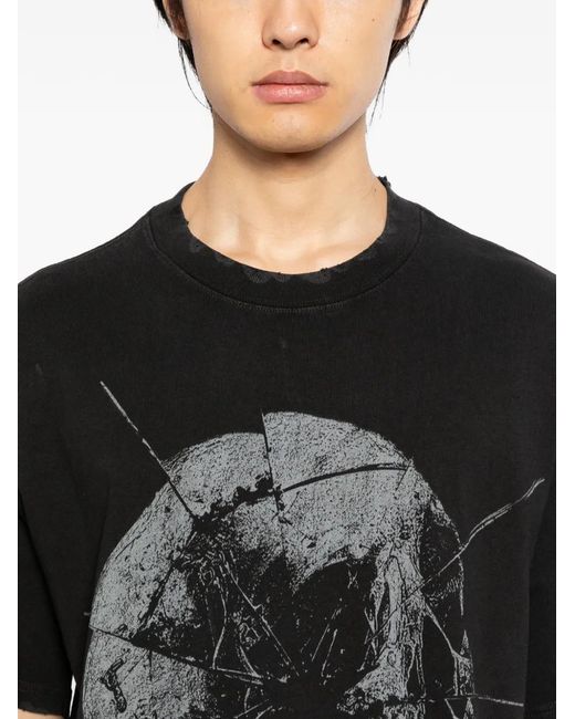 WARMAN Black Graphic Raw-Cut T-Shirt for men