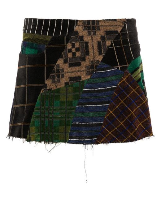 Rave Review Black Charli Patchwork Mini Skirt