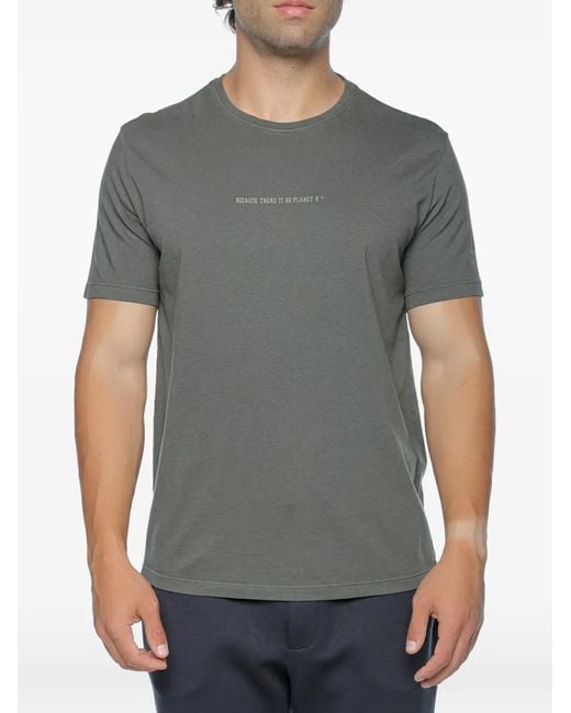 Ecoalf Gray Slogan-Print T-Shirt for men