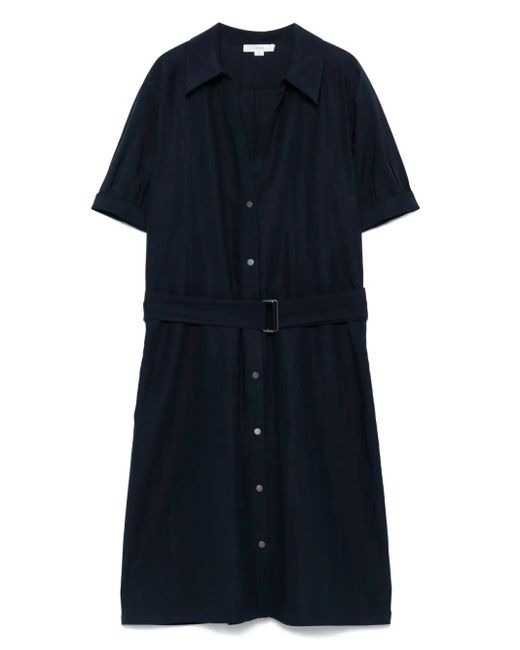 Vince Blue Cuffed S/S Belted Shirt Dress