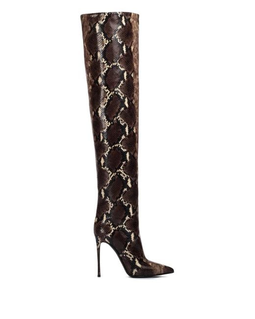 Le Silla Black 120Mm Eva Snake-Print Leather Boots