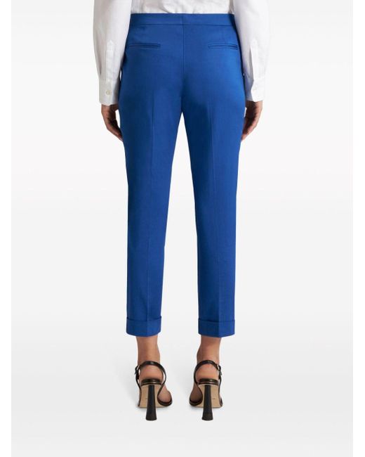 Etro Blue Cropped Stretch-cotton Trousers