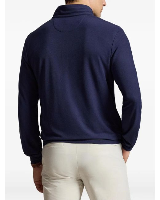 Ralph Lauren Blue Polo Pony Half-Zip Sweater for men