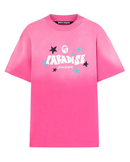 Palm Angels Pink Paradise Palm T-Shirt for men