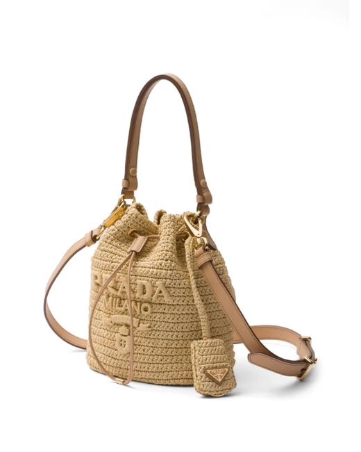 Borsa A Secchiello Con Logo di Prada in Metallic