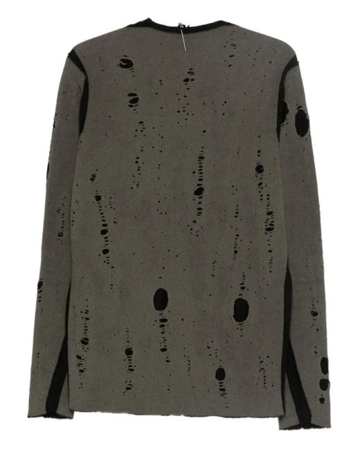 Label Under Construction Green Distressed-Effect Jumper for men