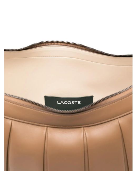 Lacoste Brown Runway Lenglen Xl Pleated Shoulder Bag