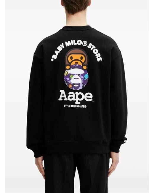 Aape By A Bathing Ape Black X Baby Milo Store Aapeunvs Logo Patch Sweatshirt for men