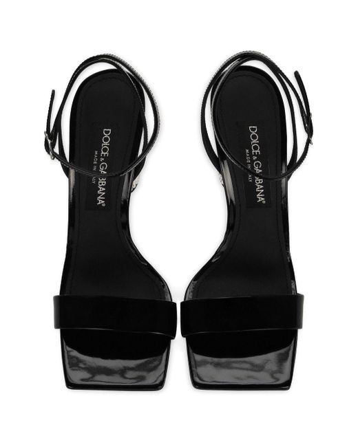 Dolce & Gabbana Logo-lettering Crystal-embellished Sandals in het Black