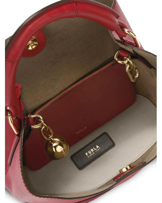 Furla Red Small Sfera-Embellished Bucket Bag