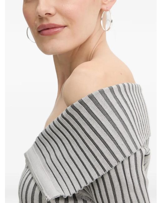 Guess Gray Striped Zip-Fastening Mini Dress