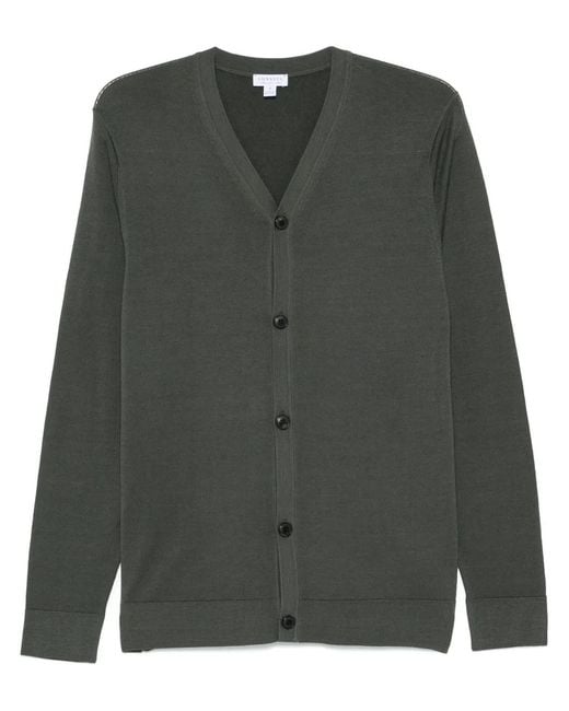 Sunspel Green Merino-Wool Cardigan for men