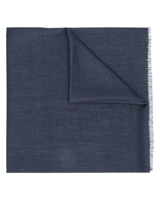 Brunello Cucinelli Sjaal Met Franje Afwerking in het Blue