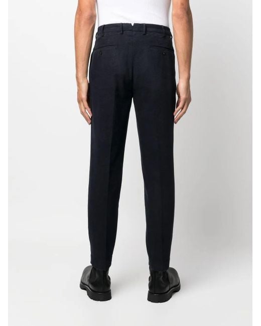 Incotex Blue Tapered-Leg Cotton Trousers for men
