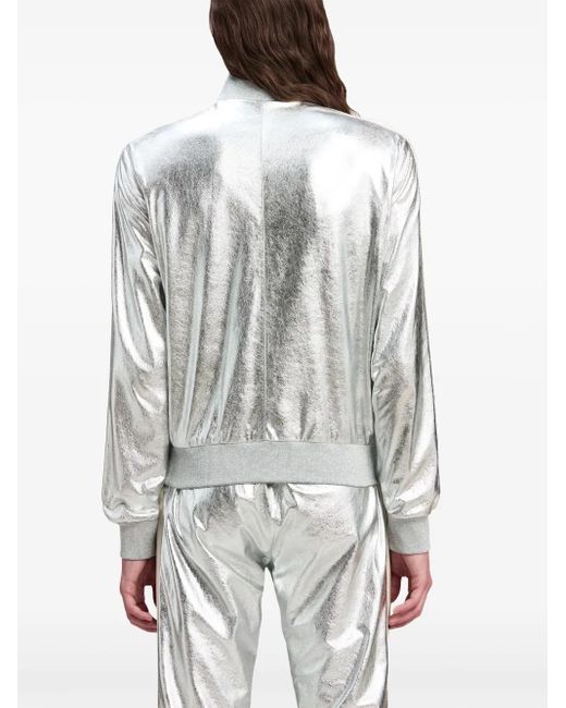 Palm Angels Gray Metallic-Finish Leather Jacket for men