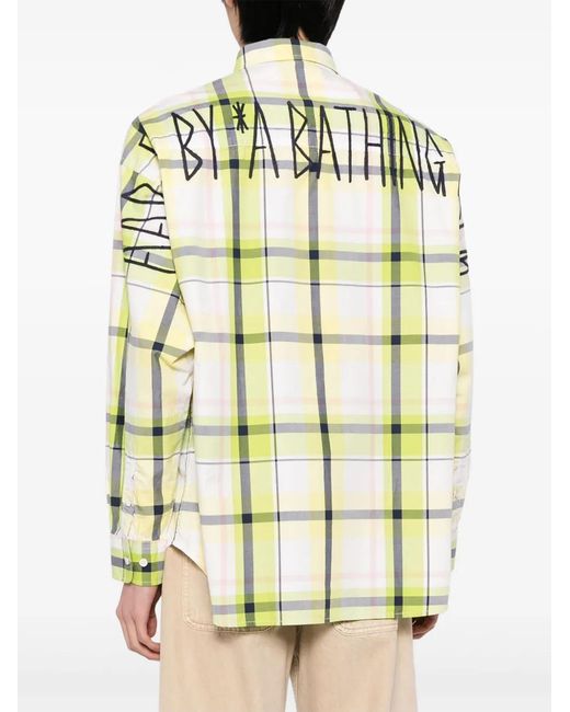 Aape By A Bathing Ape Yellow Plaid Cotton Shirt for men