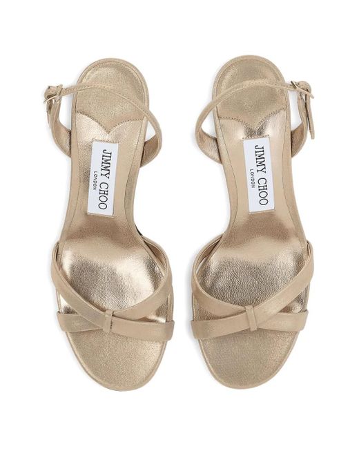 Jimmy Choo Metallic 70Mm Elsy Sling-Back Sandals