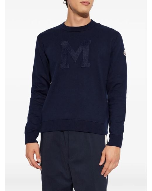 Moncler Blue Logo-Patch Sweatshirt for men