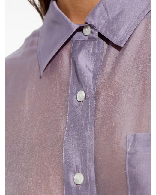 Rag & Bone Purple Connie Sheer Short-Sleeve Shirt