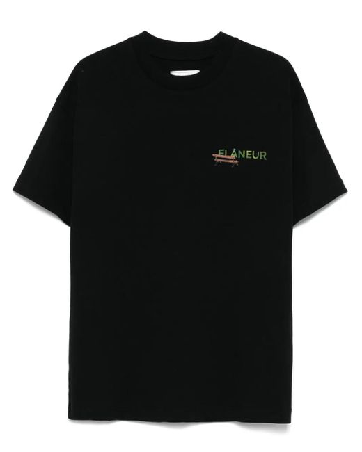 flâneur Black Lanterns Of Love-Print T-Shirt for men