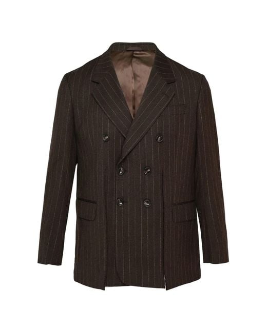 Simone Rocha Black Double-Breasted Pinstripe Jacket for men