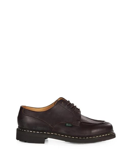 Paraboot Brown Chambord Apron-Toe Calf Leather Derby Shoes for men