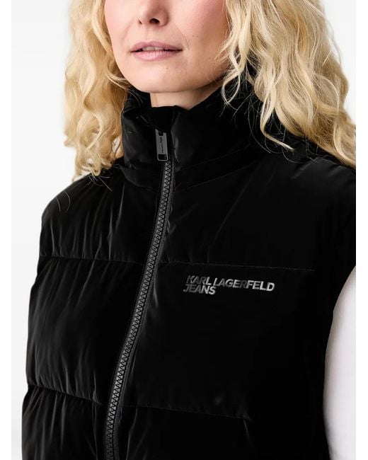 Karl Lagerfeld Black Hooded Padded Gilet