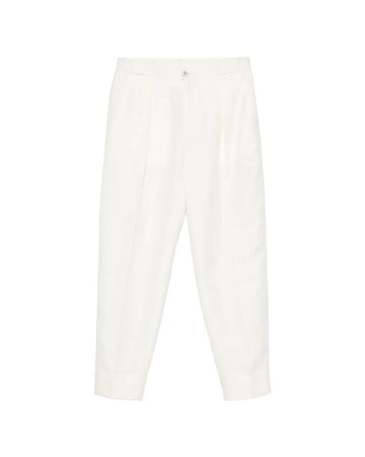 Briglia 1949 White Pleated Elasticated-Waistband Trousers