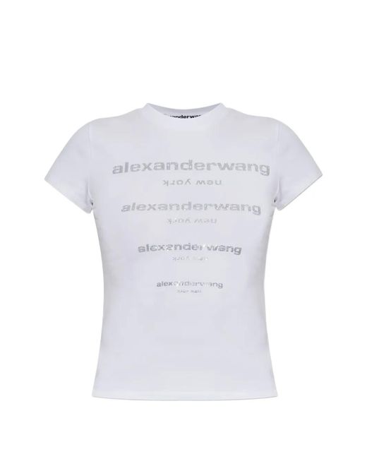 Alexander Wang White Hotfix-Logo T-Shirt